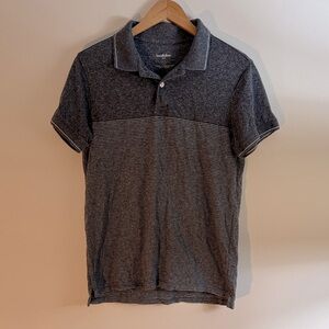 ✅ GOODFELLOW & CO Standard Fit Short Sleeve Polo Golf Shirt Gray with Stripes